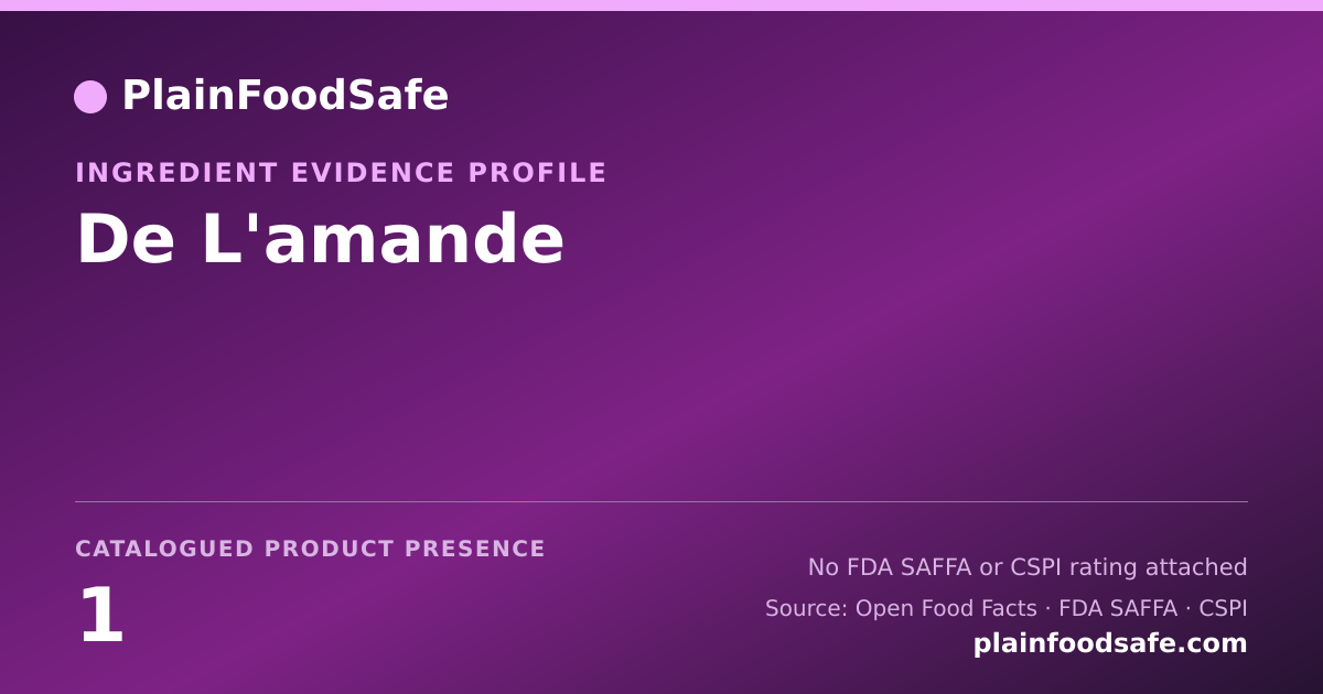 Share card for De L'amande Food Ingredient Evidence Profile