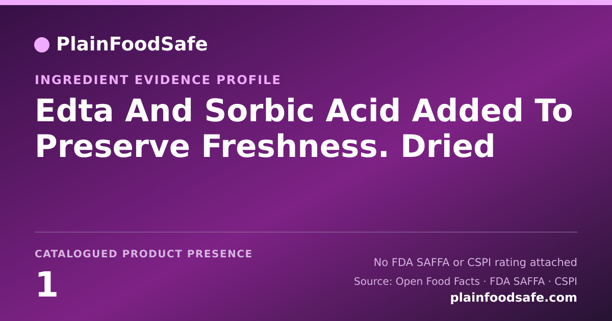 Share card for Edta And Sorbic Acid Added To Preserve Freshness. Dried Food Ingredient Evidence Profile