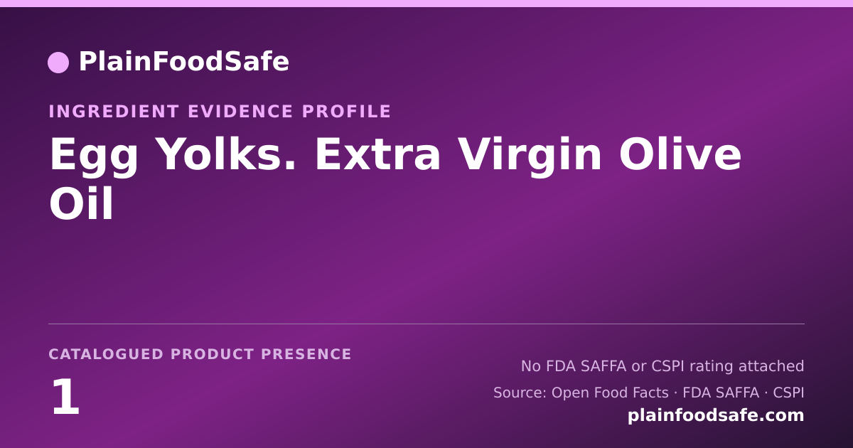 Share card for Egg Yolks. Extra Virgin Olive Oil Food Ingredient Evidence Profile