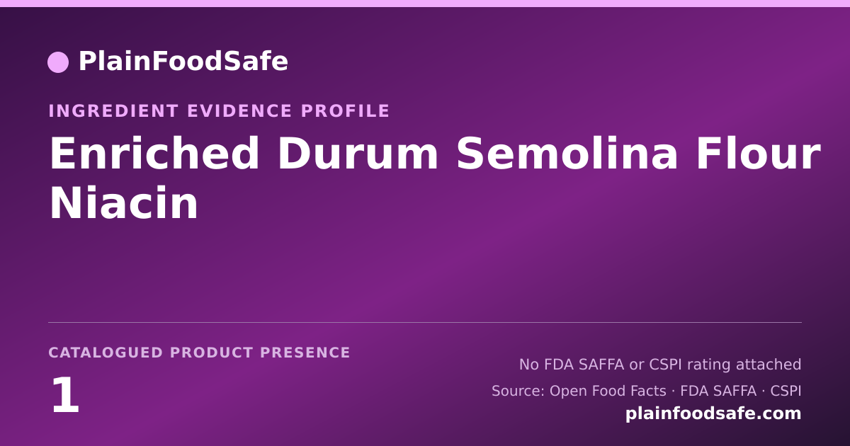 Share card for Enriched Durum Semolina Flour Niacin Food Ingredient Evidence Profile