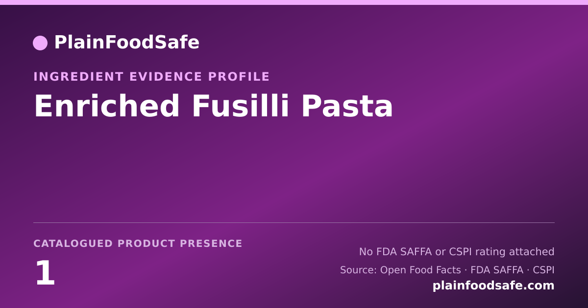 Share card for Enriched Fusilli Pasta Food Ingredient Evidence Profile