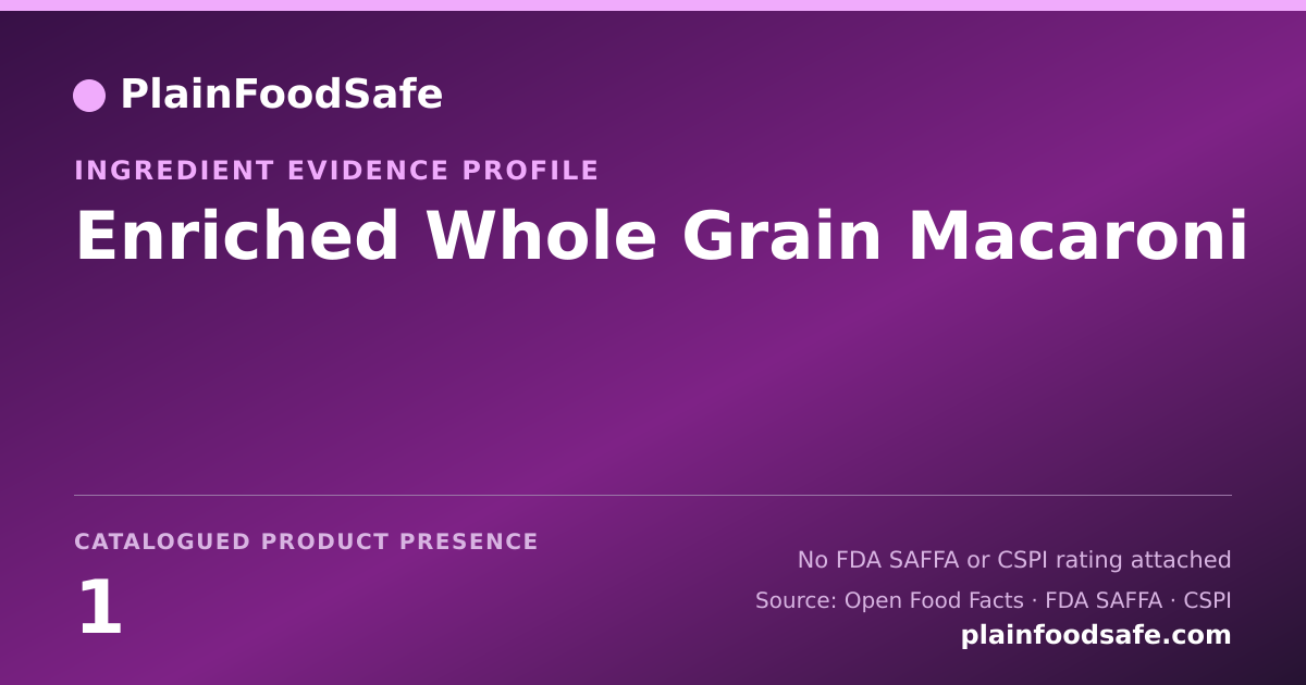 Share card for Enriched Whole Grain Macaroni Food Ingredient Evidence Profile