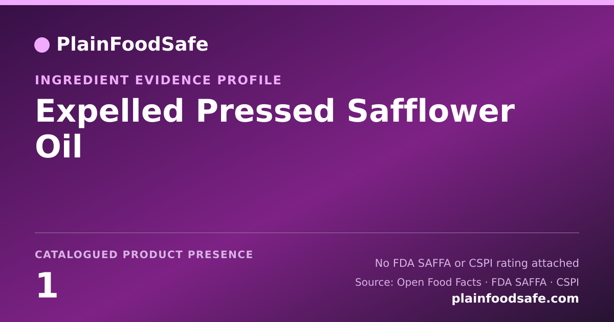 Share card for Expelled Pressed Safflower Oil Food Ingredient Evidence Profile