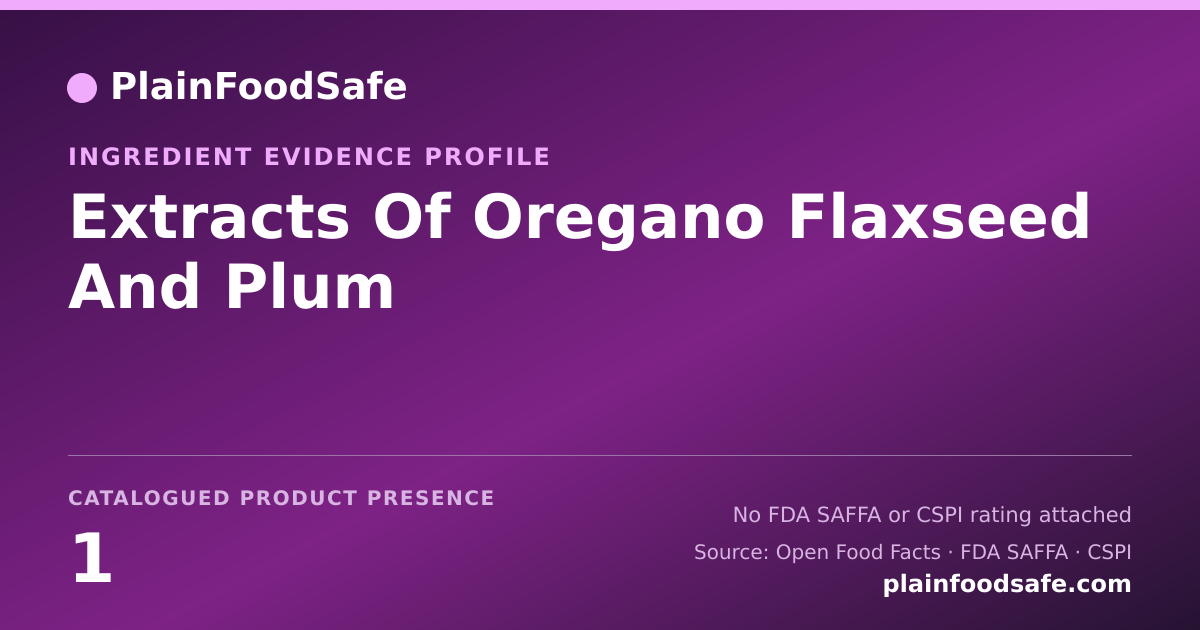 Share card for Extracts Of Oregano Flaxseed And Plum Food Ingredient Evidence Profile