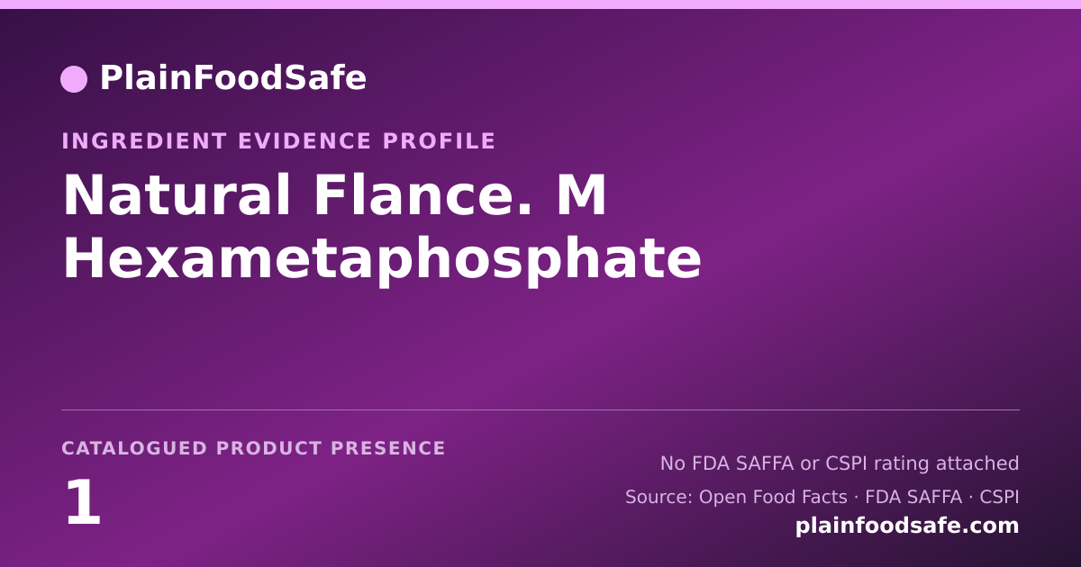 Share card for Natural Flance. M Hexametaphosphate Food Ingredient Evidence Profile