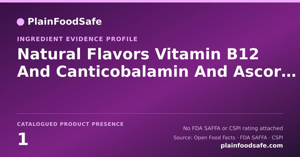 Share card for Natural Flavors Vitamin B12 And Canticobalamin And Ascorsic Acid Food Ingredient Evidence Profile
