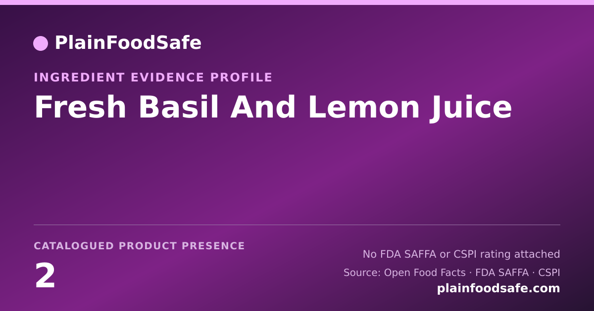 Share card for Fresh Basil And Lemon Juice Food Ingredient Evidence Profile