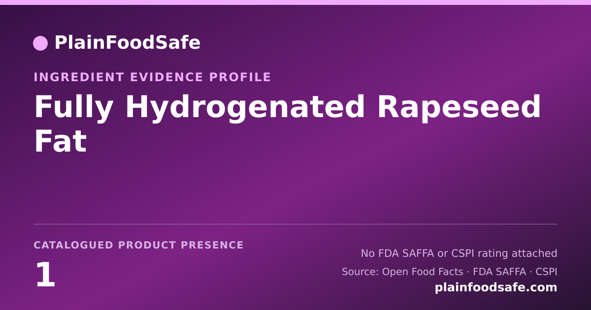 Share card for Fully Hydrogenated Rapeseed Fat Food Ingredient Evidence Profile