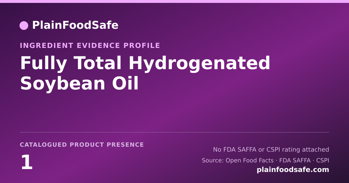 Share card for Fully Total Hydrogenated Soybean Oil Food Ingredient Evidence Profile
