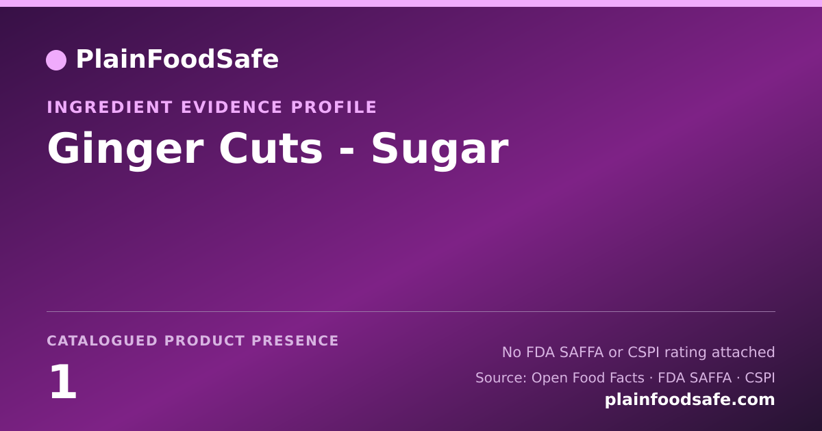 Share card for Ginger Cuts - Sugar Food Ingredient Evidence Profile