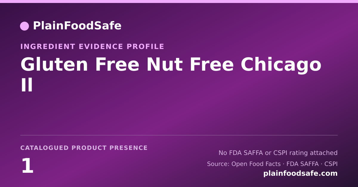 Share card for Gluten Free Nut Free Chicago Il Food Ingredient Evidence Profile
