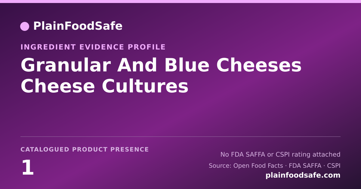 Share card for Granular And Blue Cheeses Cheese Cultures Food Ingredient Evidence Profile