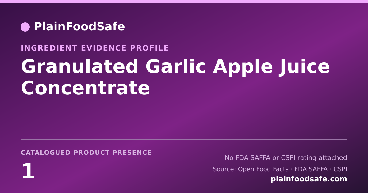 Share card for Granulated Garlic Apple Juice Concentrate Food Ingredient Evidence Profile