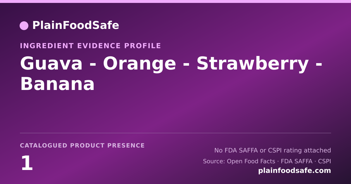 Share card for Guava - Orange - Strawberry - Banana Food Ingredient Evidence Profile