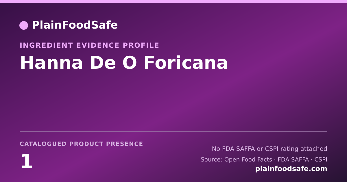 Share card for Hanna De O Foricana Food Ingredient Evidence Profile