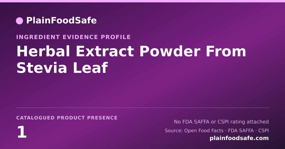 Share card for Herbal Extract Powder From Stevia Leaf Food Ingredient Evidence Profile