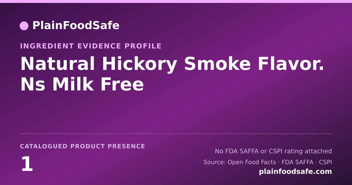 Share card for Natural Hickory Smoke Flavor. Ns Milk Free Food Ingredient Evidence Profile