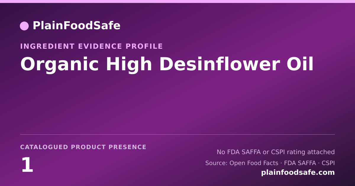 Share card for Organic High Desinflower Oil Food Ingredient Evidence Profile