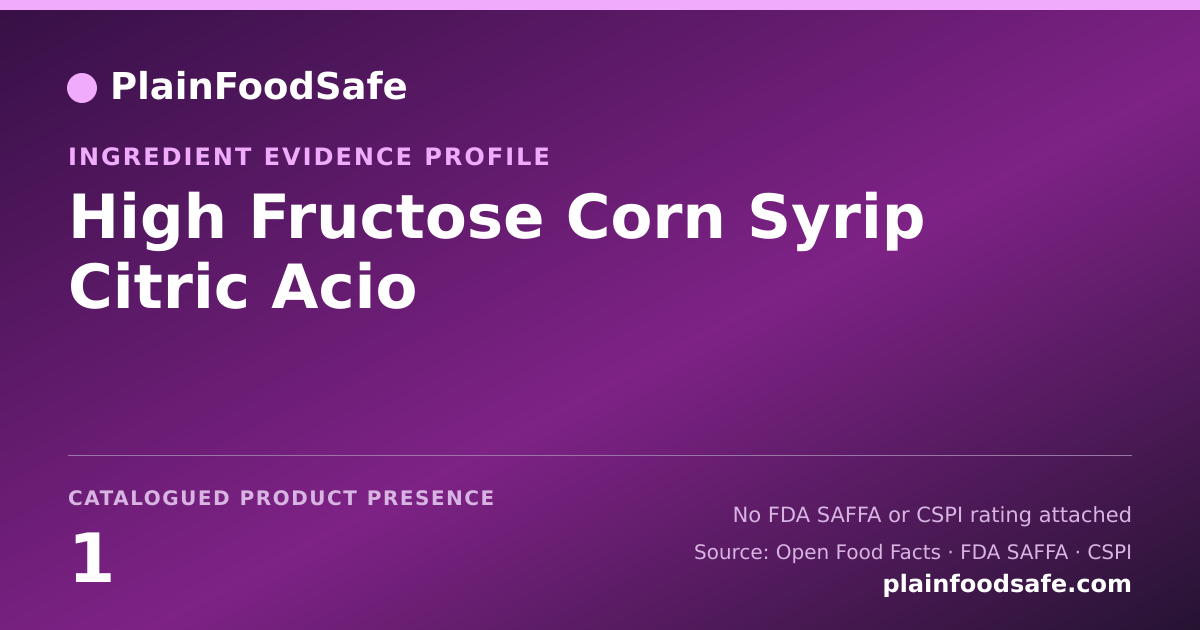 Share card for High Fructose Corn Syrip Citric Acio Food Ingredient Evidence Profile