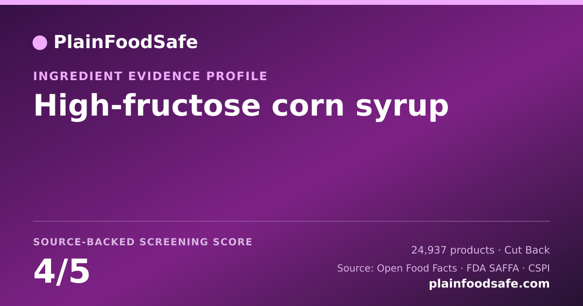 Share card for High-fructose corn syrup Food Ingredient Evidence Profile