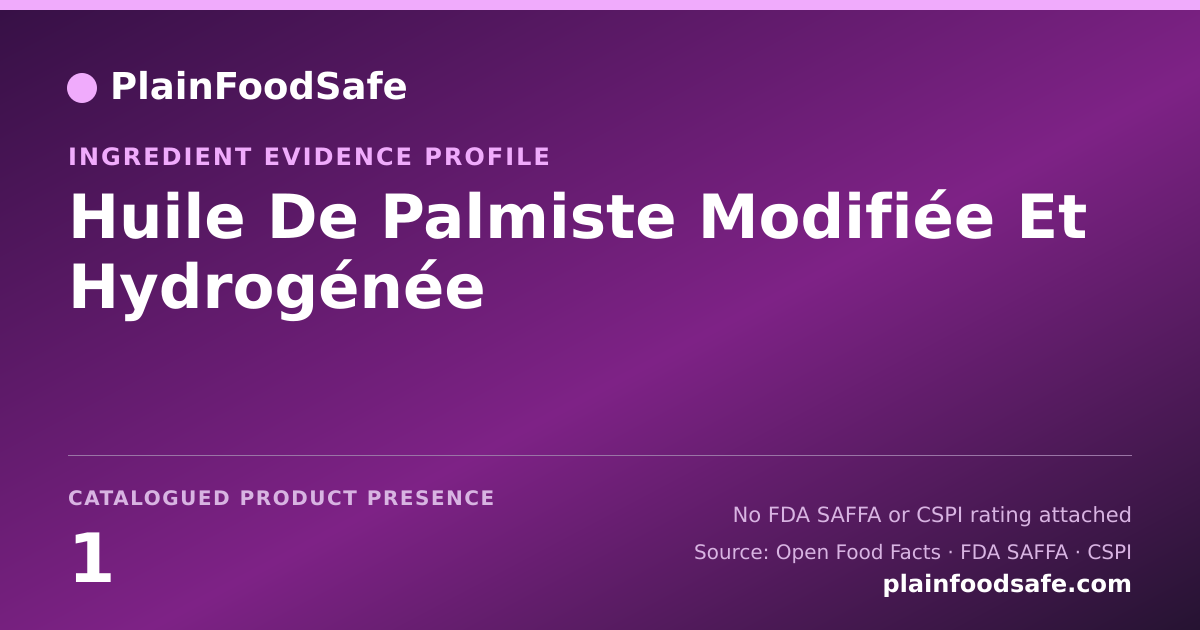 Share card for Huile De Palmiste Modifiée Et Hydrogénée Food Ingredient Evidence Profile