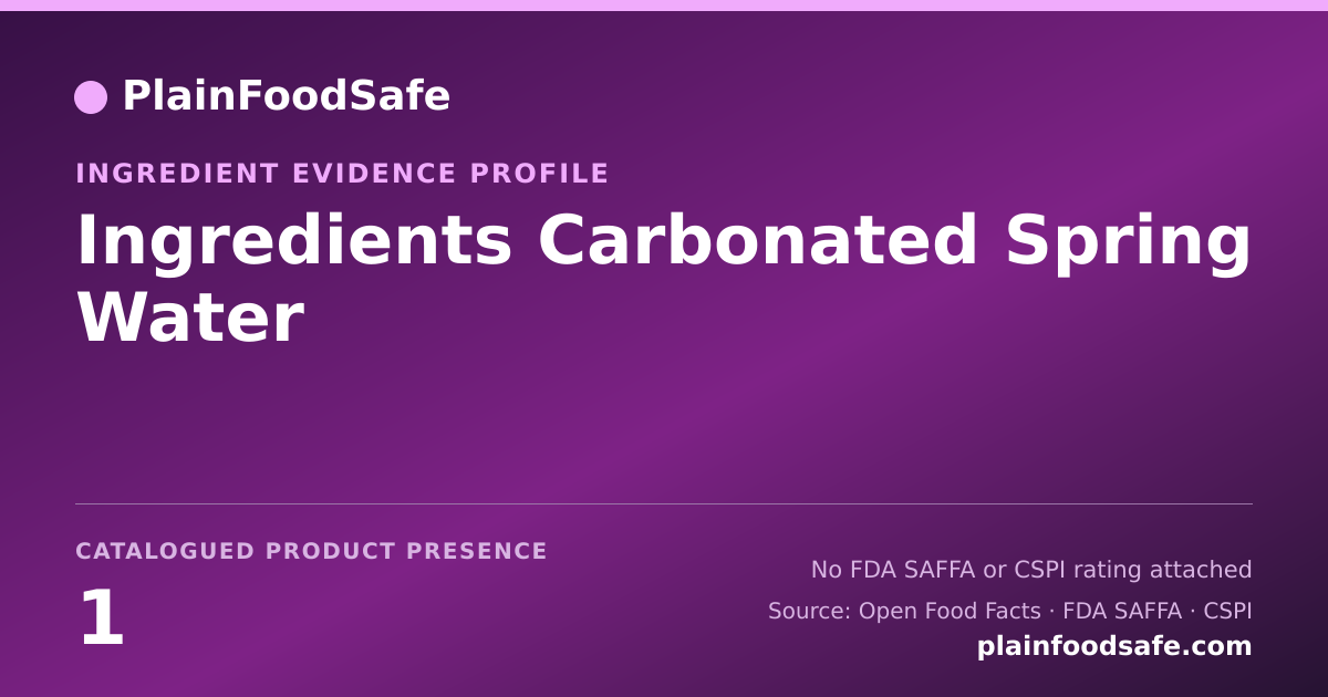 Share card for Ingredients Carbonated Spring Water Food Ingredient Evidence Profile