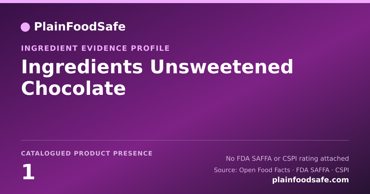 Share card for Ingredients Unsweetened Chocolate Food Ingredient Evidence Profile