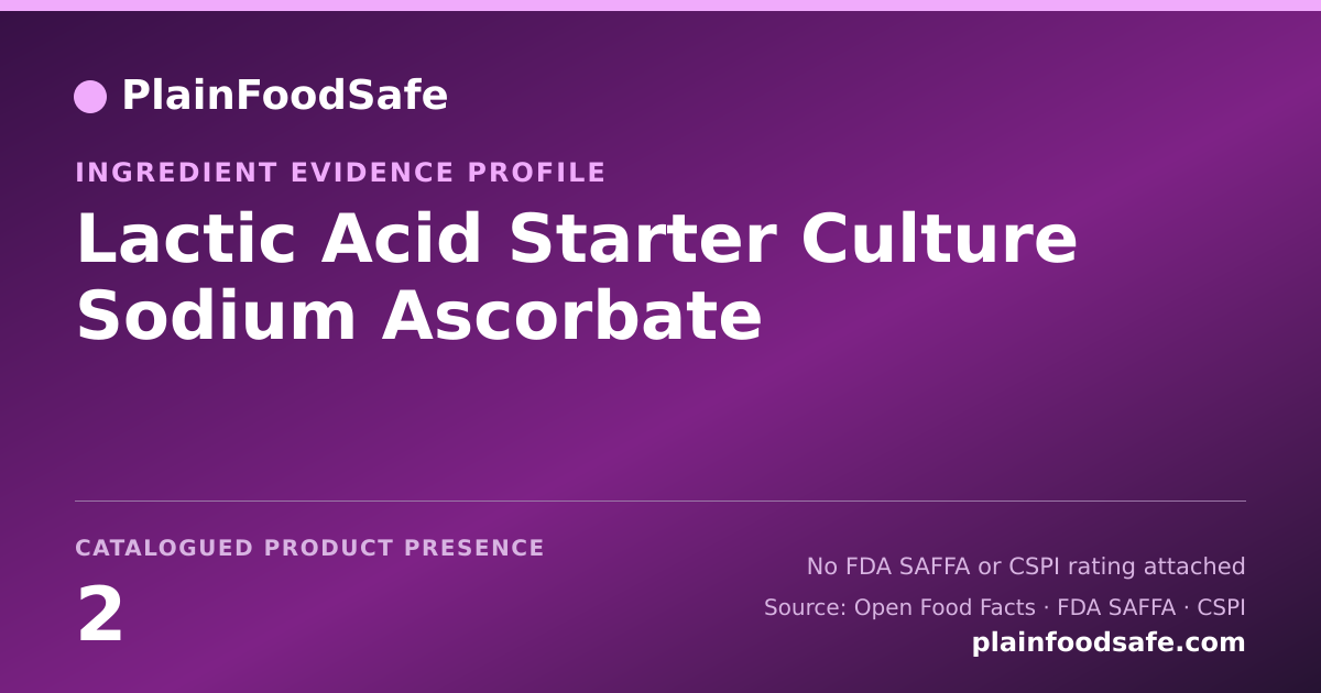 Share card for Lactic Acid Starter Culture Sodium Ascorbate Food Ingredient Evidence Profile