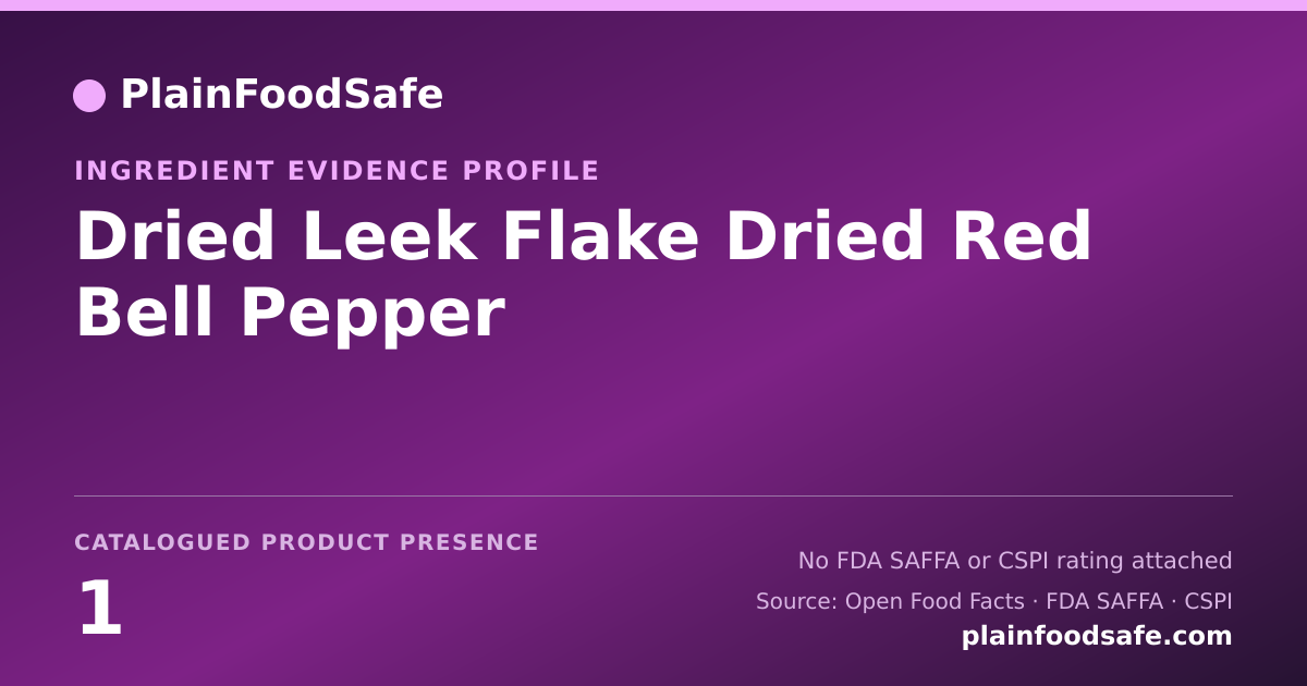 Share card for Dried Leek Flake Dried Red Bell Pepper Food Ingredient Evidence Profile