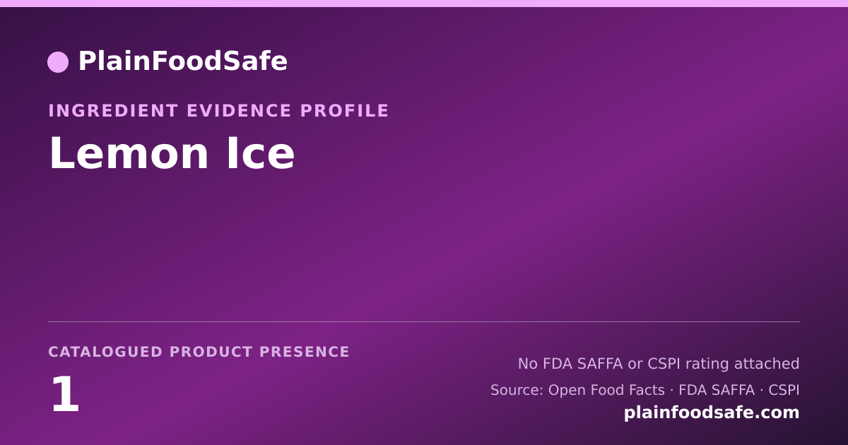 Share card for Lemon Ice Food Ingredient Evidence Profile