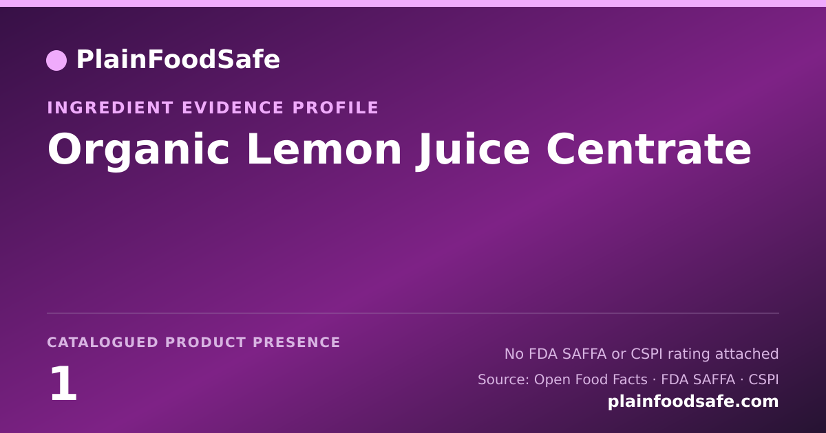 Share card for Organic Lemon Juice Centrate Food Ingredient Evidence Profile