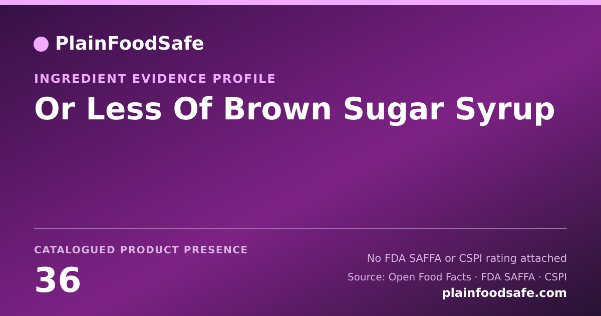 Share card for Or Less Of Brown Sugar Syrup Food Ingredient Evidence Profile
