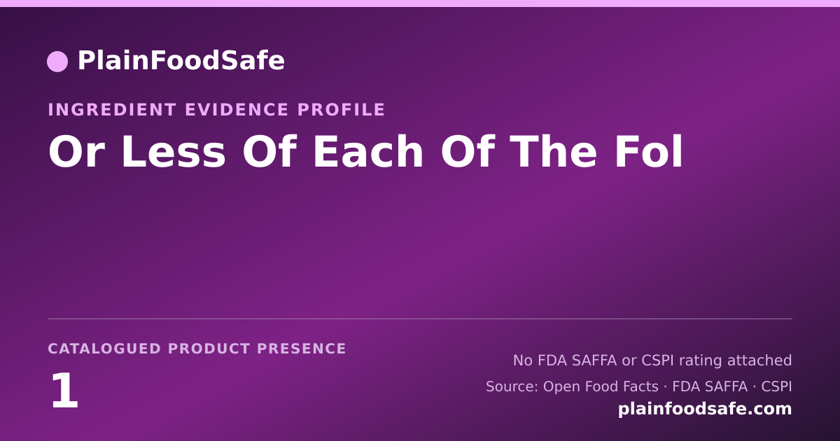 Share card for Or Less Of Each Of The Fol Food Ingredient Evidence Profile