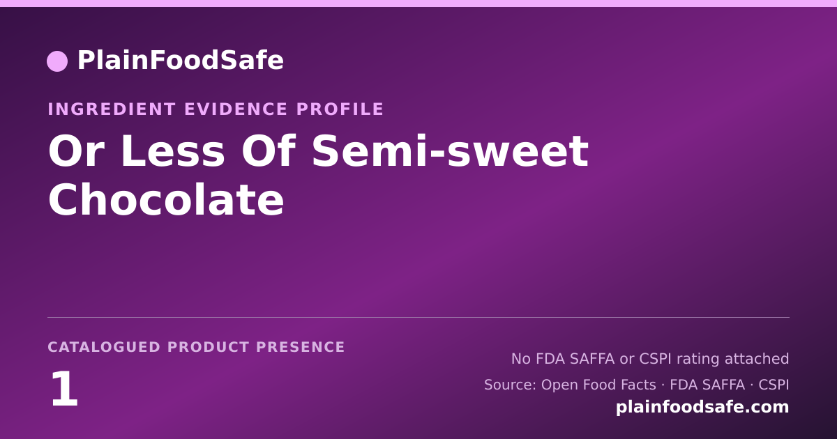 Share card for Or Less Of Semi-sweet Chocolate Food Ingredient Evidence Profile