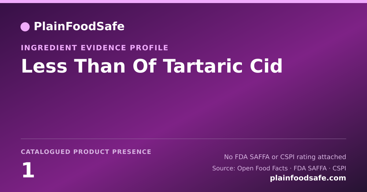 Share card for Less Than Of Tartaric Cid Food Ingredient Evidence Profile