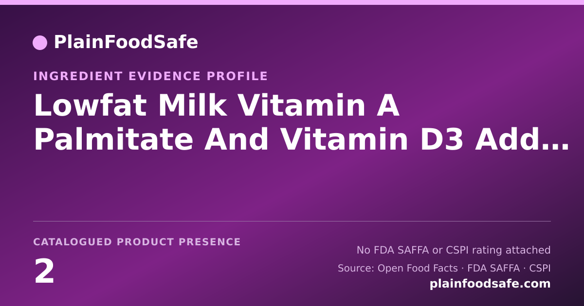 Share card for Lowfat Milk Vitamin A Palmitate And Vitamin D3 Added Food Ingredient Evidence Profile
