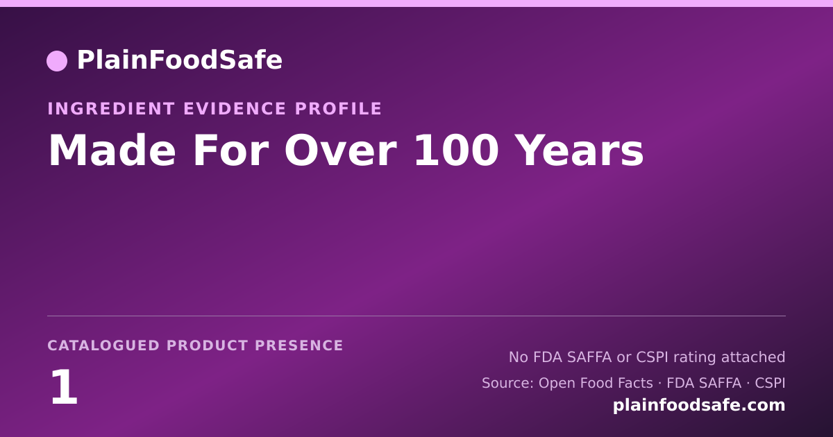Share card for Made For Over 100 Years Food Ingredient Evidence Profile