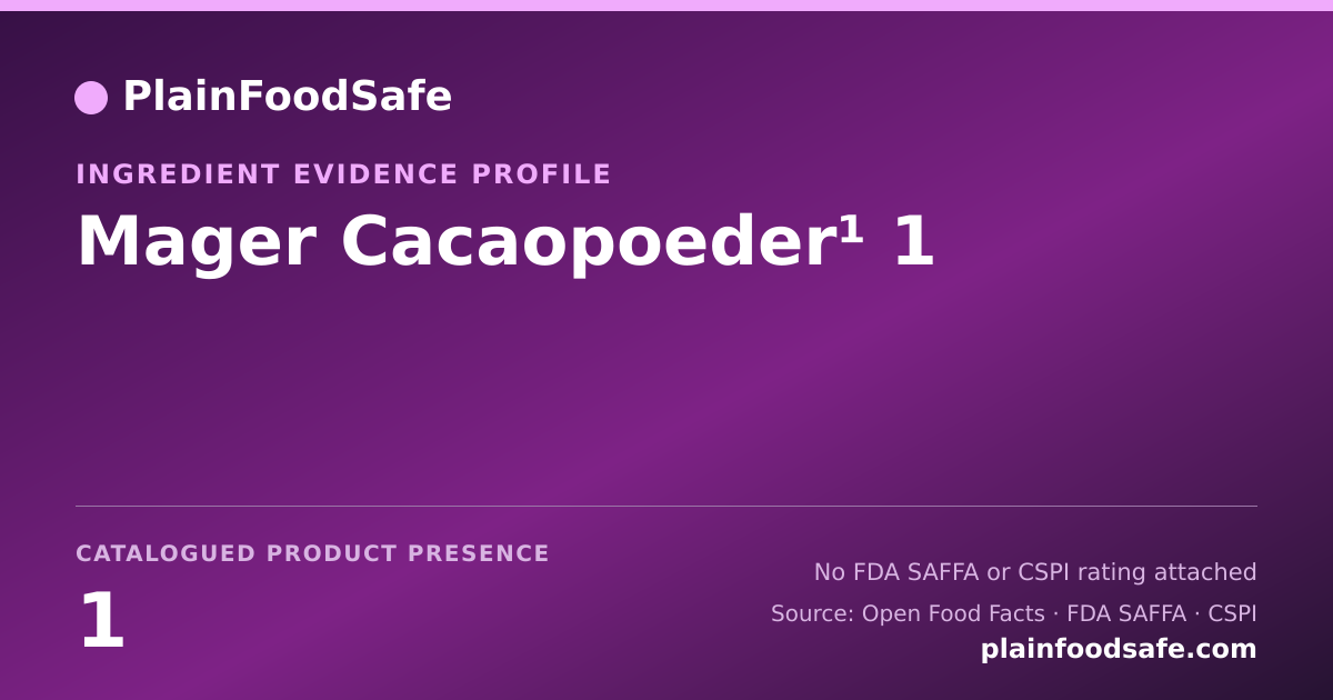 Share card for Mager Cacaopoeder¹ 1 Food Ingredient Evidence Profile