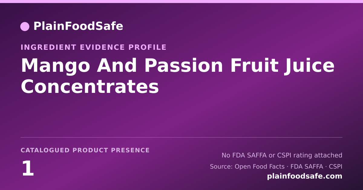 Share card for Mango And Passion Fruit Juice Concentrates Food Ingredient Evidence Profile