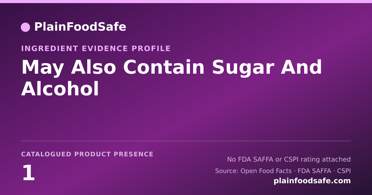 Share card for May Also Contain Sugar And Alcohol Food Ingredient Evidence Profile