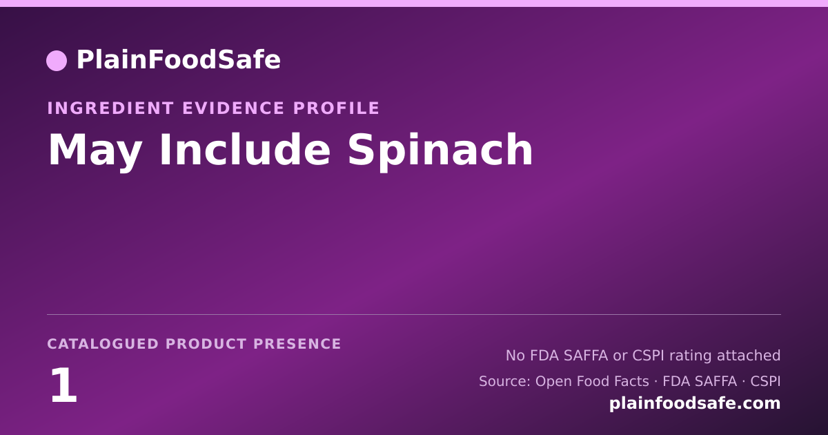 Share card for May Include Spinach Food Ingredient Evidence Profile