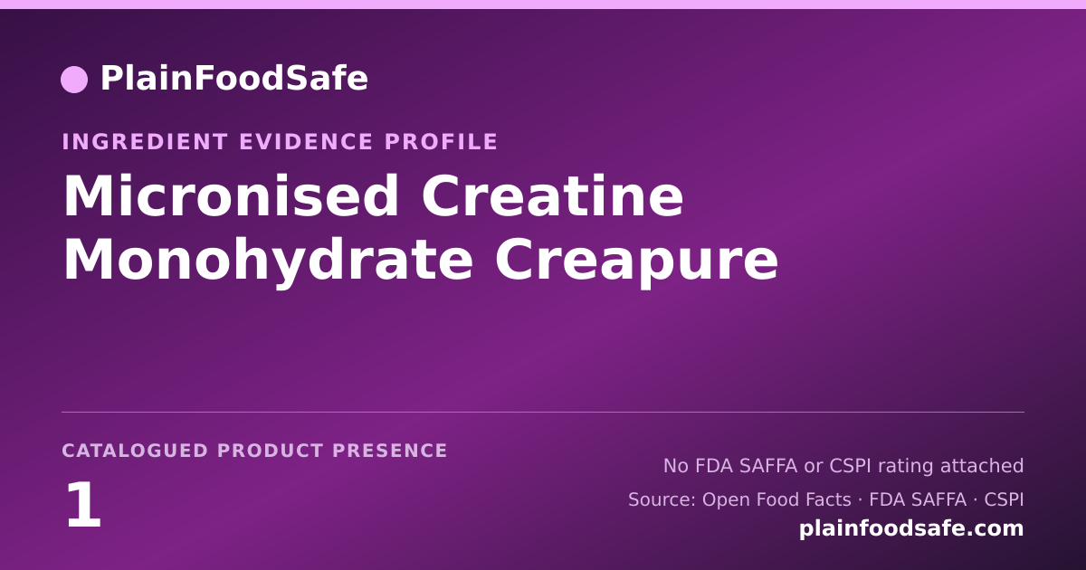Share card for Micronised Creatine Monohydrate Creapure Food Ingredient Evidence Profile