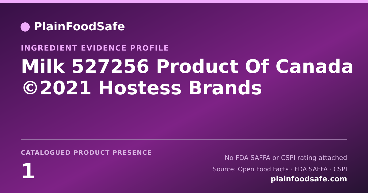 Share card for Milk 527256 Product Of Canada ©2021 Hostess Brands Food Ingredient Evidence Profile