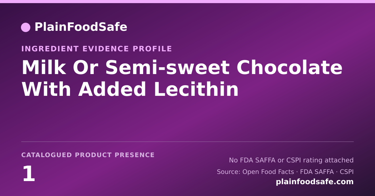 Share card for Milk Or Semi-sweet Chocolate With Added Lecithin Food Ingredient Evidence Profile