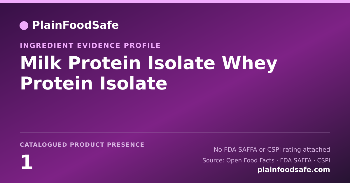 Share card for Milk Protein Isolate Whey Protein Isolate Food Ingredient Evidence Profile