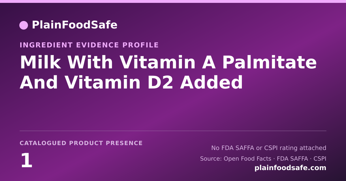 Share card for Milk With Vitamin A Palmitate And Vitamin D2 Added Food Ingredient Evidence Profile