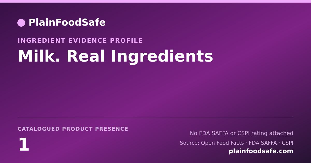 Share card for Milk. Real Ingredients Food Ingredient Evidence Profile
