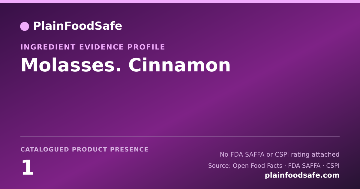 Share card for Molasses. Cinnamon Food Ingredient Evidence Profile
