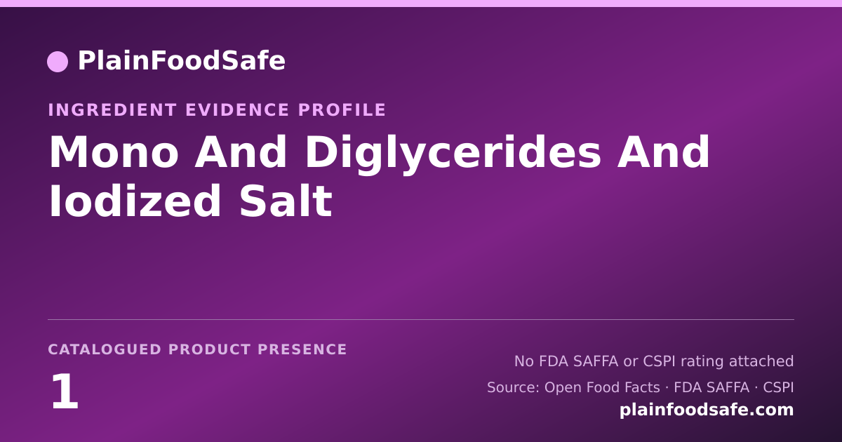 Share card for Mono And Diglycerides And Iodized Salt Food Ingredient Evidence Profile