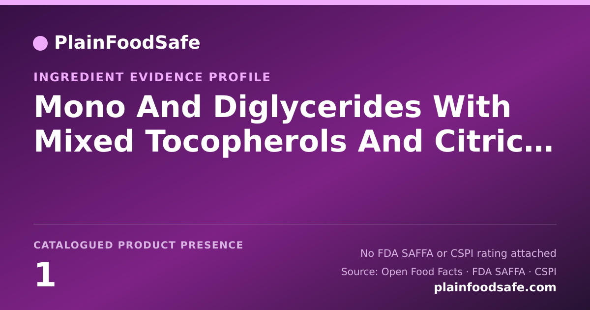 Share card for Mono And Diglycerides With Mixed Tocopherols And Citric Acid Food Ingredient Evidence Profile